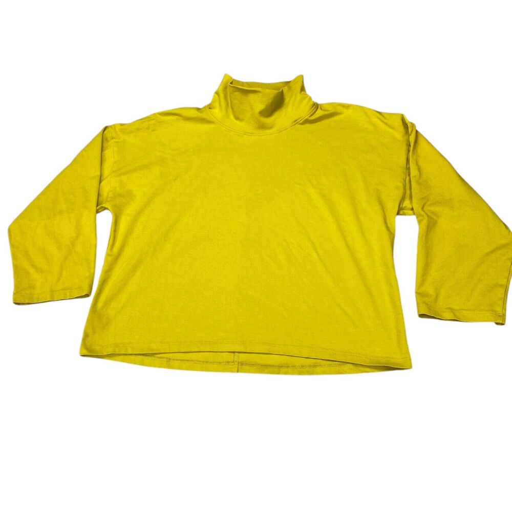 Eileen Fisher Womens Organic Cotton Knit 3/4 Sleeve Boxy Funnel Neck S‎ USA